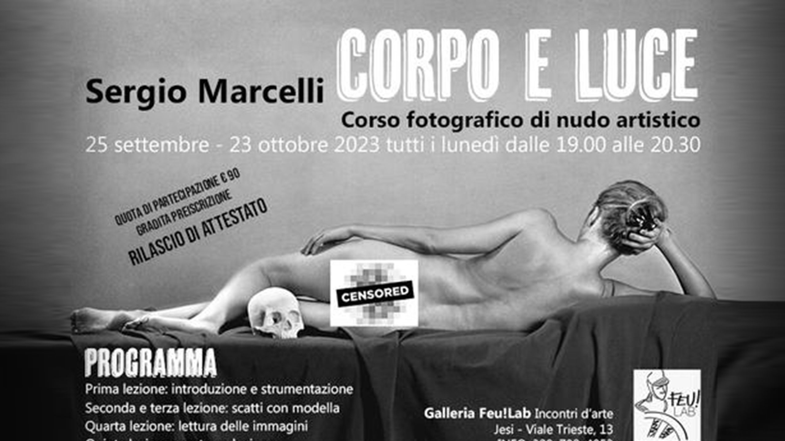 Corso di Nudo Fotografico Artistico Feulab galleria d'arte Jesi